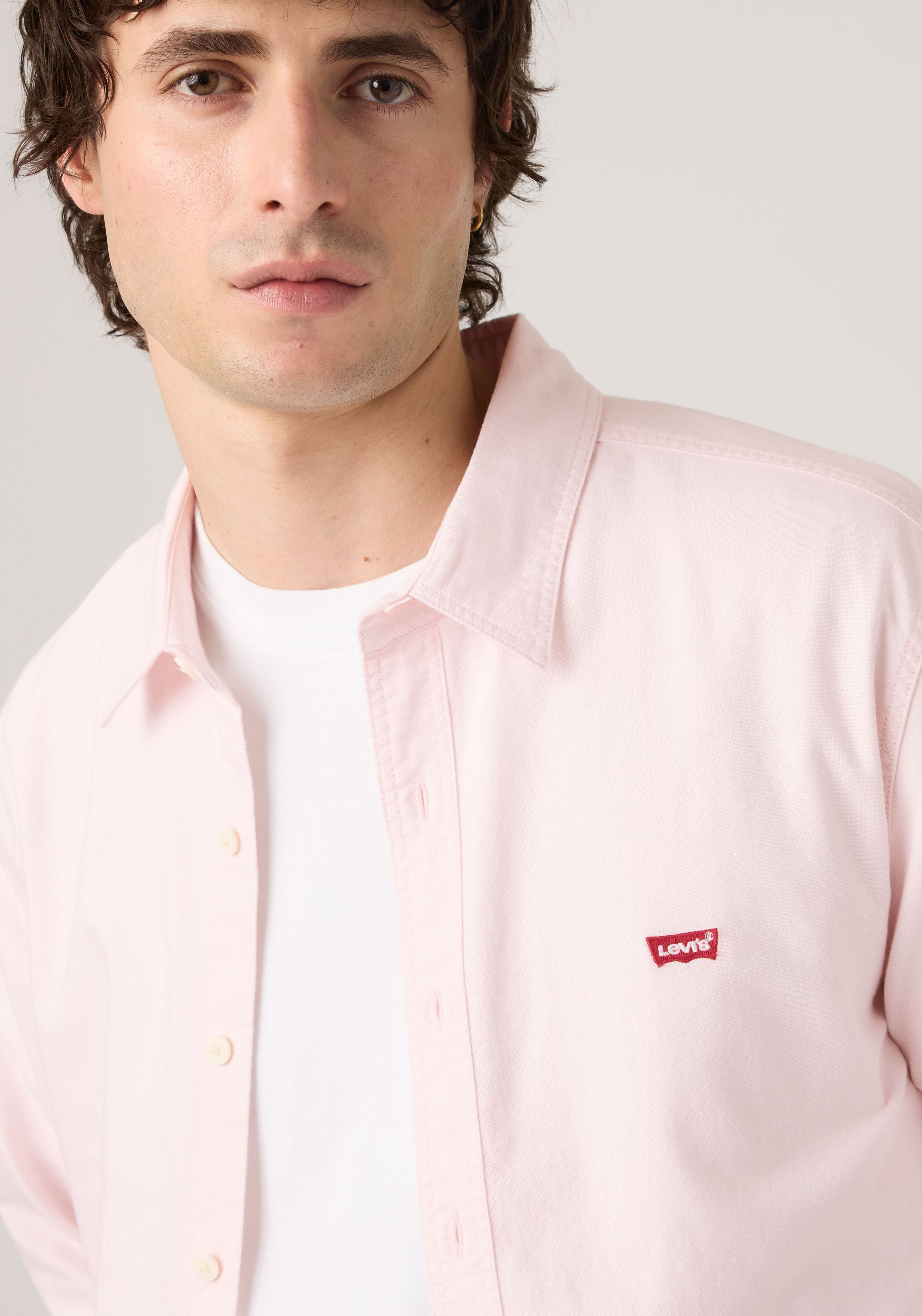 Langarmhemd LEVI'S "CLS BATTERY HM SHIRT - STANDARD", Herren, Gr. M, N-Gr, rosa (crystal pink), Web, Obermaterial: 100% Baumwolle, normal hüftbedeckend, Hemden Langarmhemd, mit abgerundetem Saum