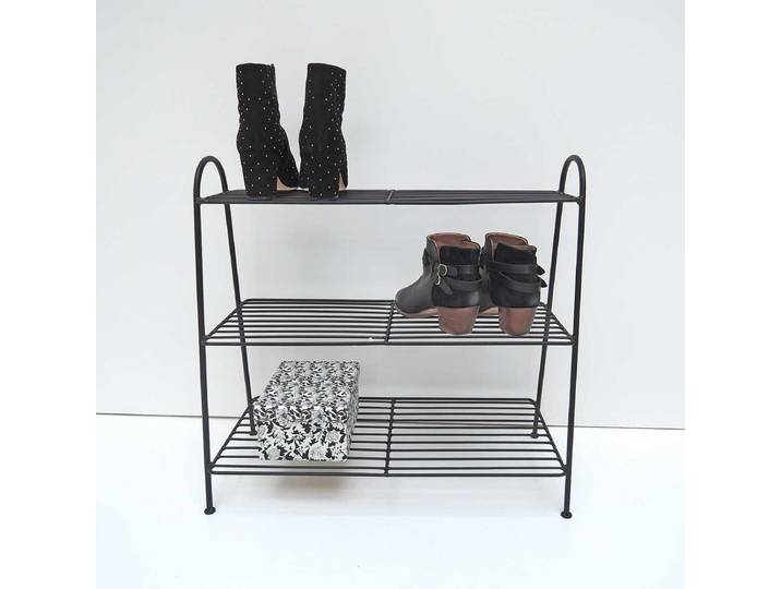 Etagère à chaussures en métal filaire noir 3 niveaux