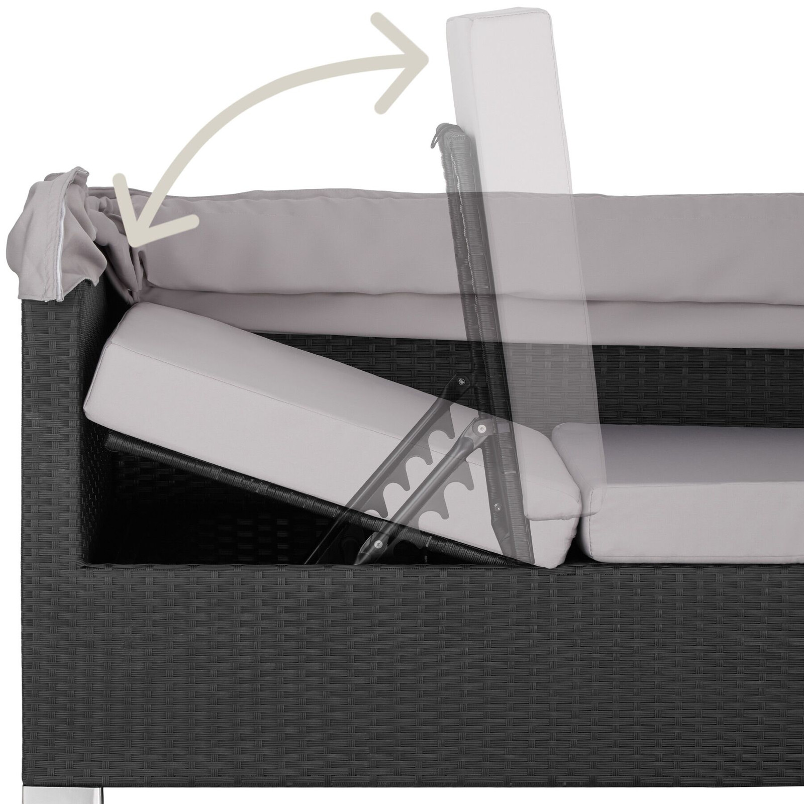 TecTake San Marino Rotanlounge met aluminium frame en afneembare hoezen - zwart