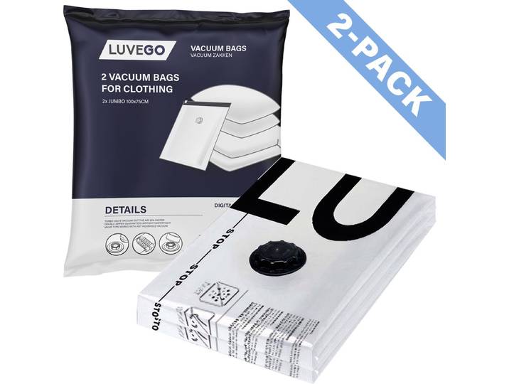 Luvego Vacuümzakken voor kleding en dekbedden - 2 XL Vacuüm opbergzakken - Extra grote vacuümzakken