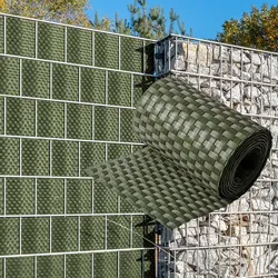 NYVI Polyrattan Sichtschutzstreifen Privafence 255 x 19 cm - Sichtschutz für Doppelstabmatten Zaun Farbe:Grün;Anzahl:5