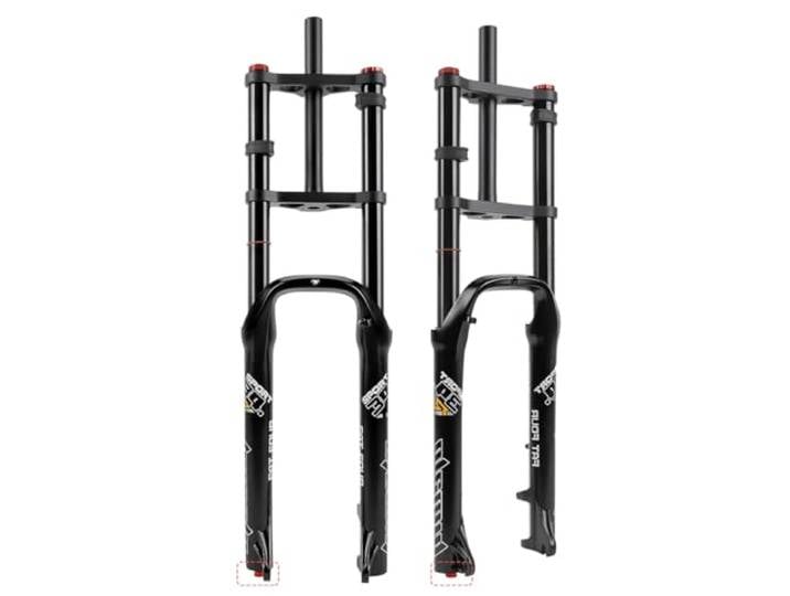BSFHQS Fahrrad Federgabel 26 Zoll 4.0 Fat Tire Luftfedergabel Gerade Fahrrad Gabel 160mm Federweg Zugstufe Einstellbar 9 * 135mm QR Scheibenbremse Manuelles Lockout(Black)
