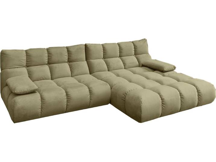 KAWOLA Sofa VIVIEN Ecksofa Velvet oliv Longchair rechts