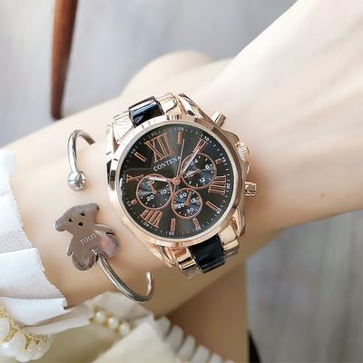 Fusion Finds Luxury Women's Quartz Watch With Elegant Steel Bracelet Fashion Ladies Wristwatch For Women black