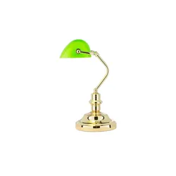 KHG Banker-Lampe Messing mit grünem Schirm   , gold , Maße (cm): B: 27 H: 38 T: 27.0