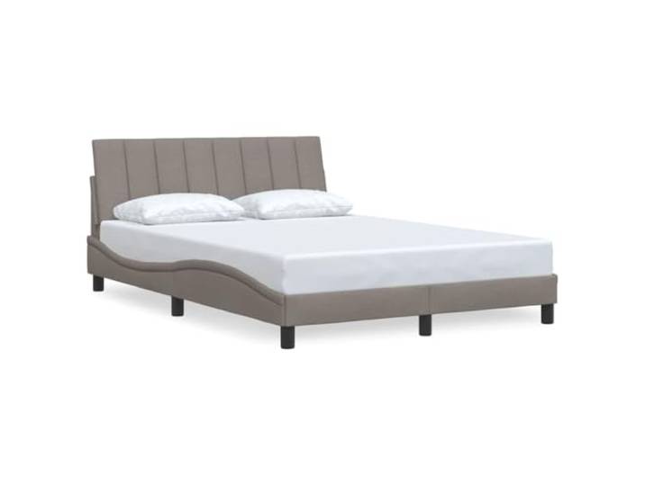 PUGYNBK Bettgestell ohne Matratze Hanko, 140 x 200 cm Polyesterstoff, Taupe, gepolstertes Kopfteil, Lattenrost im Lieferumfang enthalten