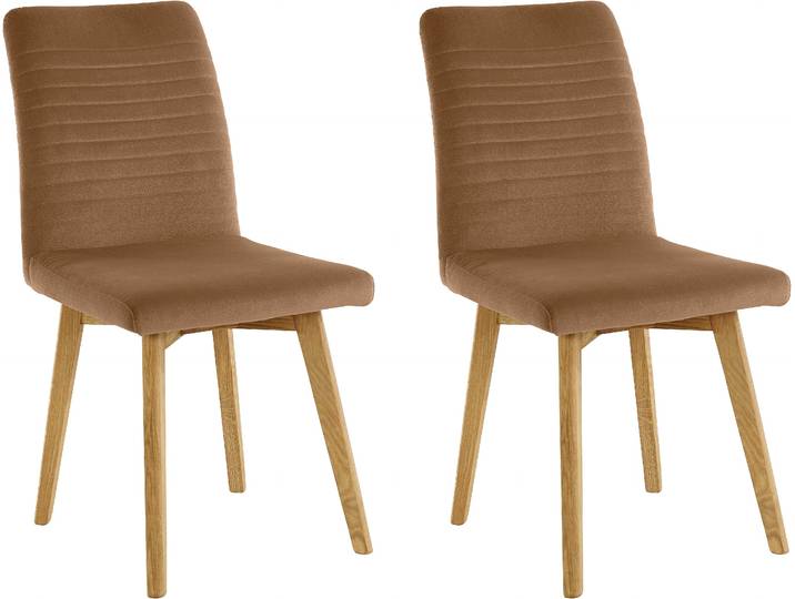 Esszimmerstuhl GOODPRODUCT Alessja , gelb (curry, eiche natur, curry), B:47cm H:94cm T:62cm, Holzwerkstoff, Massivholz, Polyester, Stühle, Esszimmerstuhl, Bezug aus Microfaser, Gestell aus Eiche Massivholz