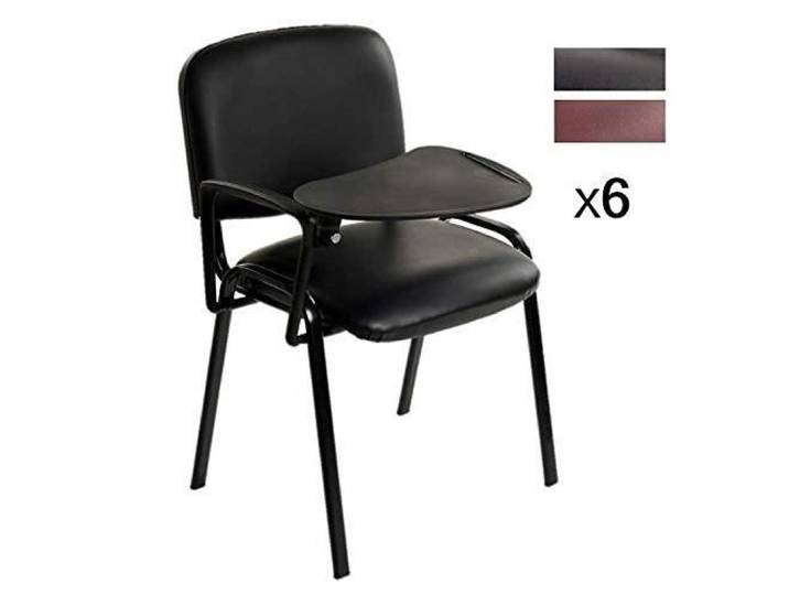 6 Chaises Rembourrées empilables en Cuir Synthétique NOIR - Bureau salle conférence avec Table