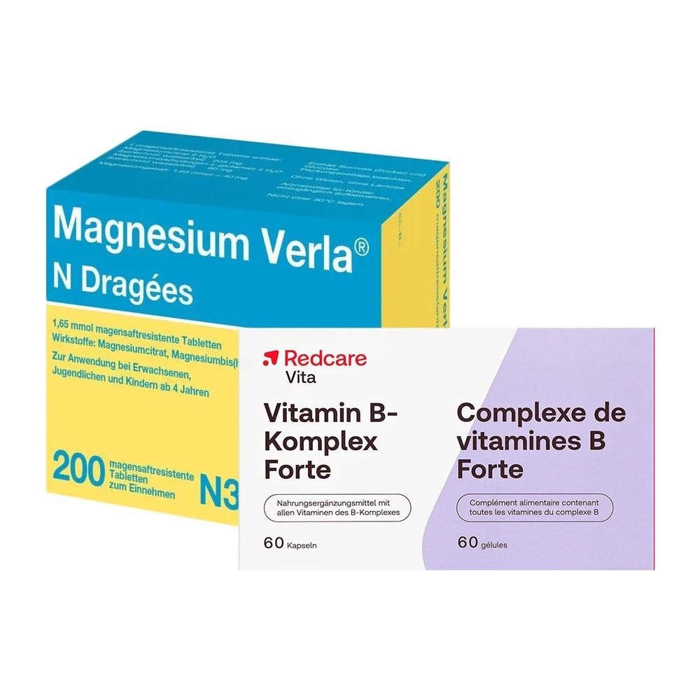 Magnesium Verla N Dragées + Redcare Vitamin B-Komplex Forte 200+60 St Set