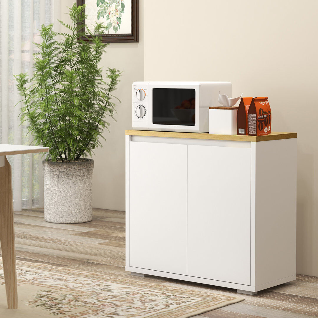 17 Stories Magdeleine 80cm Sideboard Beige;White 75cm H X 80cm W X 37cm D
