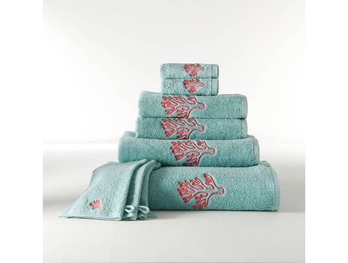 Collection serviettes de bain 420 g/m² brodées corail - Blancheporte