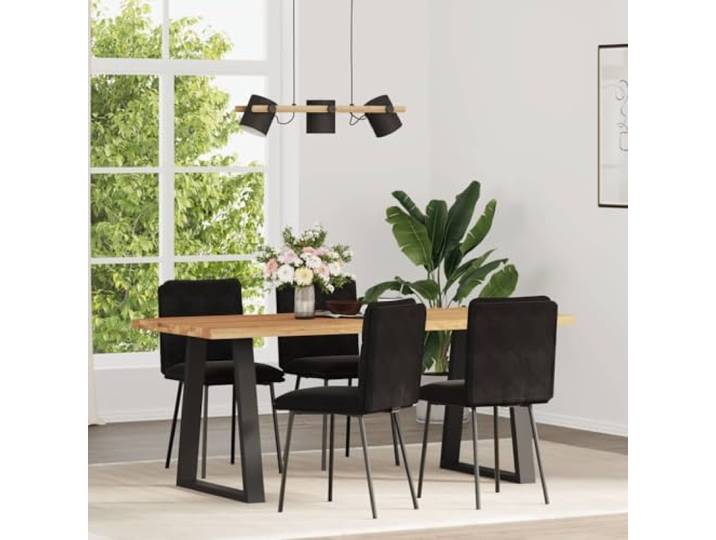 HGPOTUY Esszimmerstühle 4 STK. Schwarz Samt Metallgestell, Holzbeine, Dicke Polsterung, Vielseitig für Esszimmer und Wohnzimmer