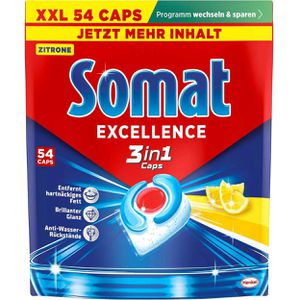Somat Spülmaschinentabs Excellence 3in1, Zitrone, kraftvoll gegen Fett, brillanter Glanz, 54 Tabs