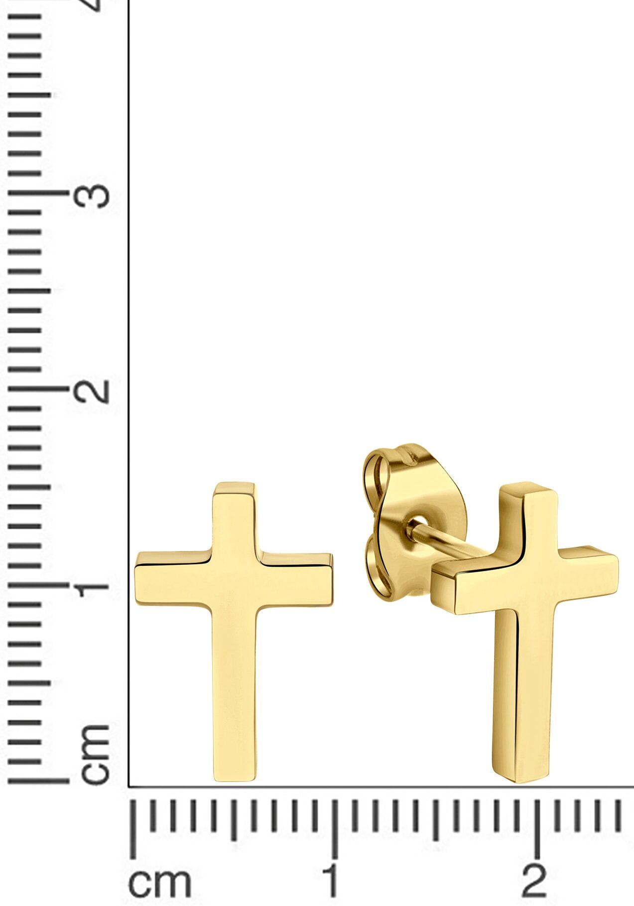 Paar Ohrstecker FIRETTI "Schmuck Geschenk Ohrschmuck Kreuz", gold (gelbgoldfarben), Ohrringe, Damen, Edelstahl, Paar Ohrstecker gelbgoldfarben Edelstahl