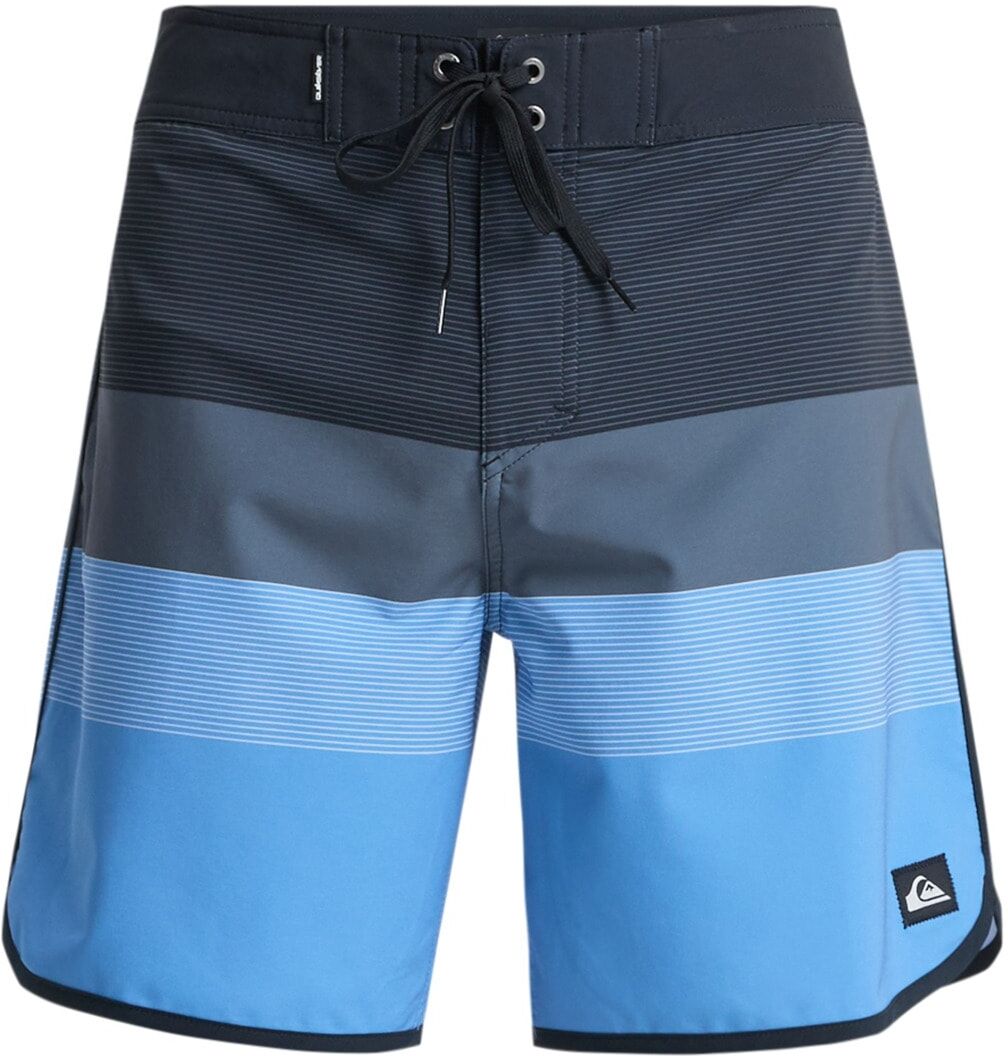 Boardshorts QUIKSILVER "Surfsilk Scallop 18", Herren, Gr. 31SM, Normalgrössen, blau (schwarz tijuana), Obermaterial: 88% Polyester, 12% Elasthan., Hosen Boardshorts schwarz tijuana 31SM, Normalgrössen