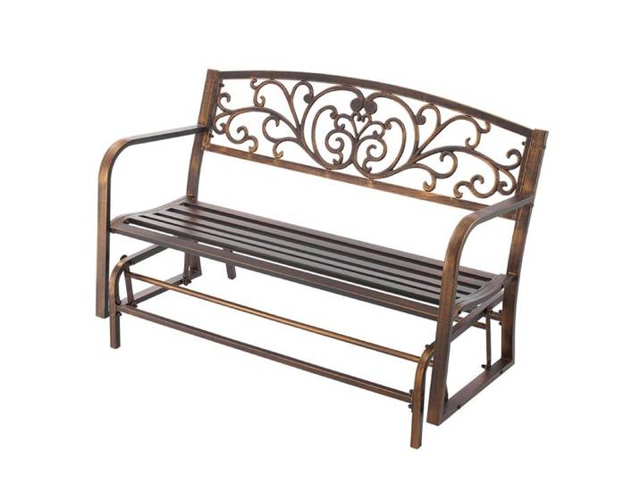 Banc de Jardin - DUOKU - YS-7030BR - Acier Carbone - Dossier en Fonte - Bronze Antique