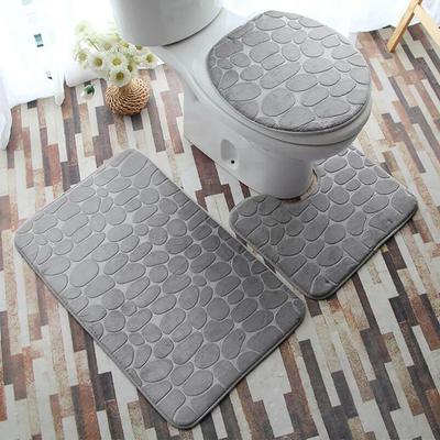 Home Mart Goods 3 Piece Grey Ultra Soft Thick Memory Foam Non-Slip Absorbent Bathroom Bath Mat Set