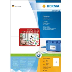 Herma, Etiketten, Etiketten Premium A4 210x148 mm weiss Papier matt - mit gratis Fensterbildern