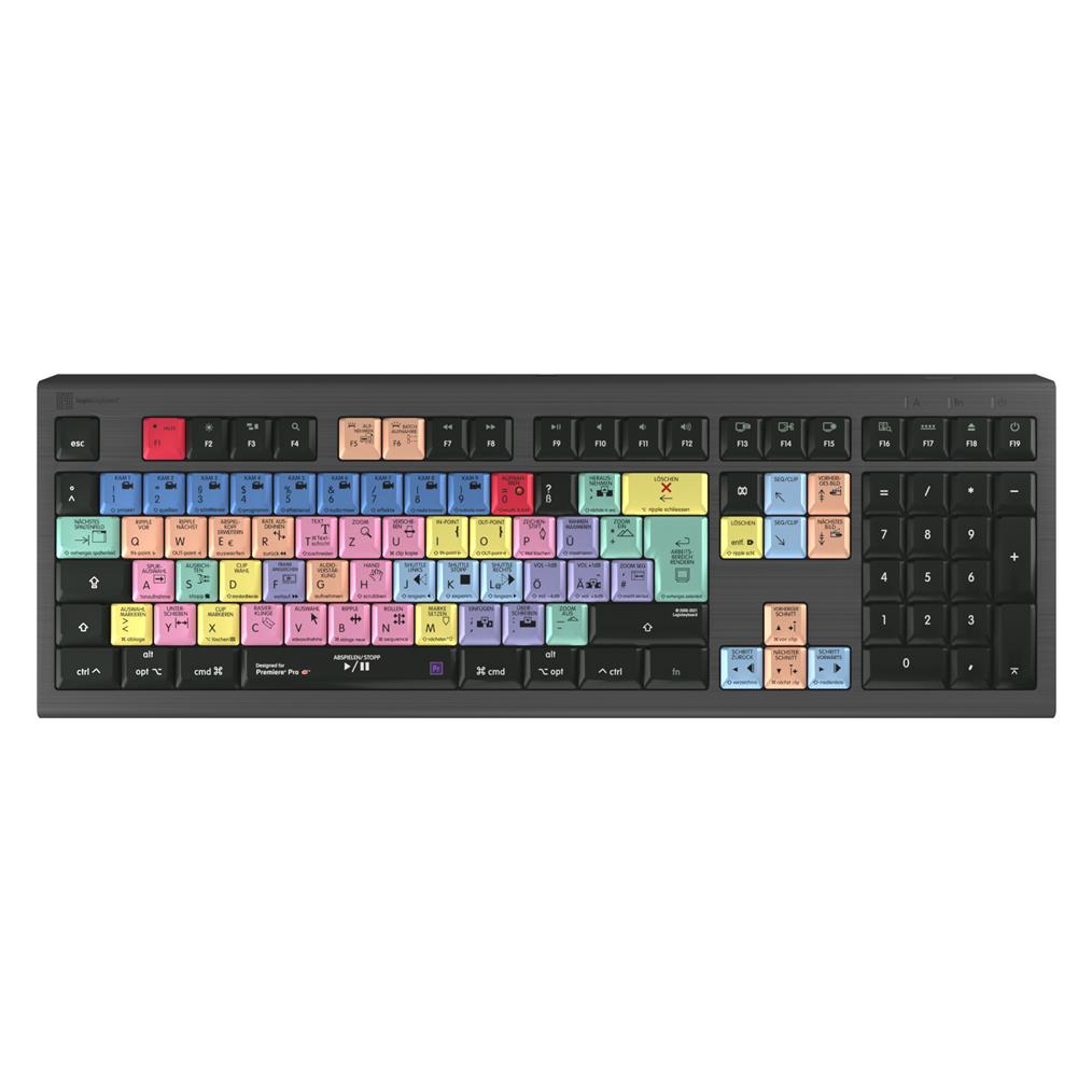 Logickeyboard Adobe Premiere Pro CC Astra 2 Tastatur USB QWERTZ Deutsch Grau (DE, Kabelgebunden) (LKB-PPROCC-A2M-DE)