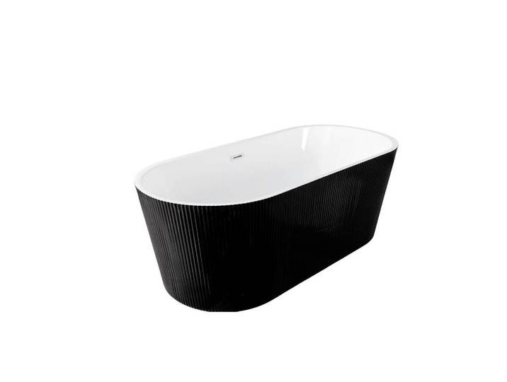 Sanotechnik Badewanne Reno, Schwarz, Weiß, Kunststoff, 75x58x170 cm, verstärkte Außenwände, optimale Wärme- und Schallisolation, komfortable Liegeposition, Badezimmer, Baden & Duschen, Badewannen