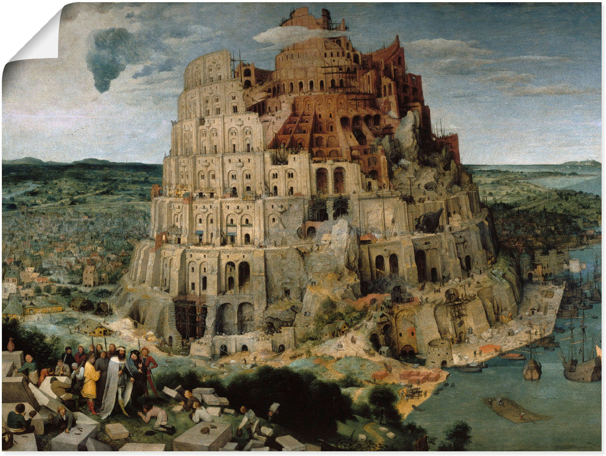 Wandbild ARTLAND "Der Turmbau von Babel. 1563", bunt (farbe bild(er): bunt), B:60cm H:45cm, Bilder, Wandbild, als Leinwandbild, Poster in verschied. Grössen farbe bild(er): bunt B/H/T: 60cm x 45cm, Poster Gebäude Querformat, 1 Stk.