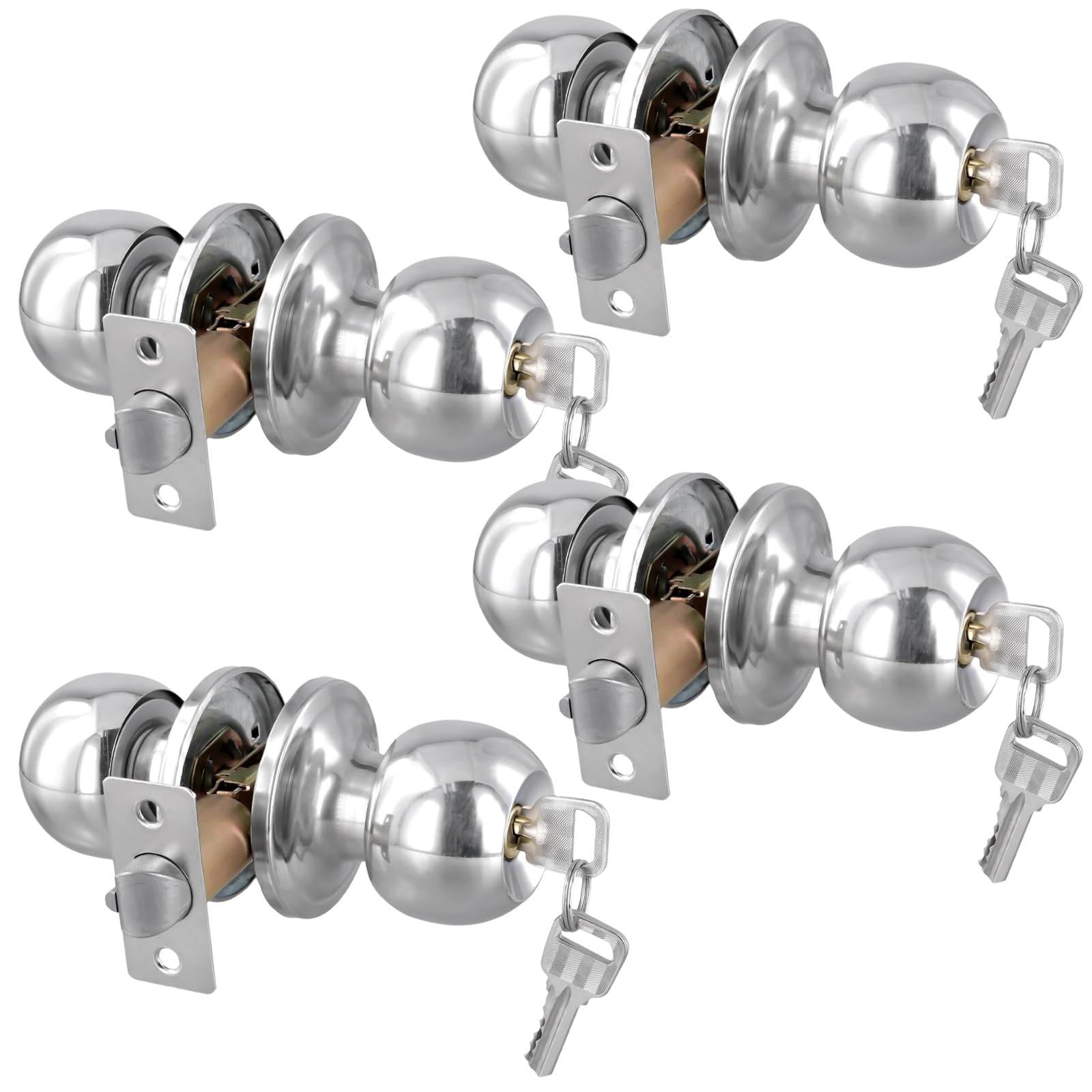 Set van 4 ronde deurgrepen van RVS