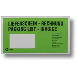 1000x Dokumententaschen aus Pergamin Papier Lieferschein/Rechnung grün DIN-Lang