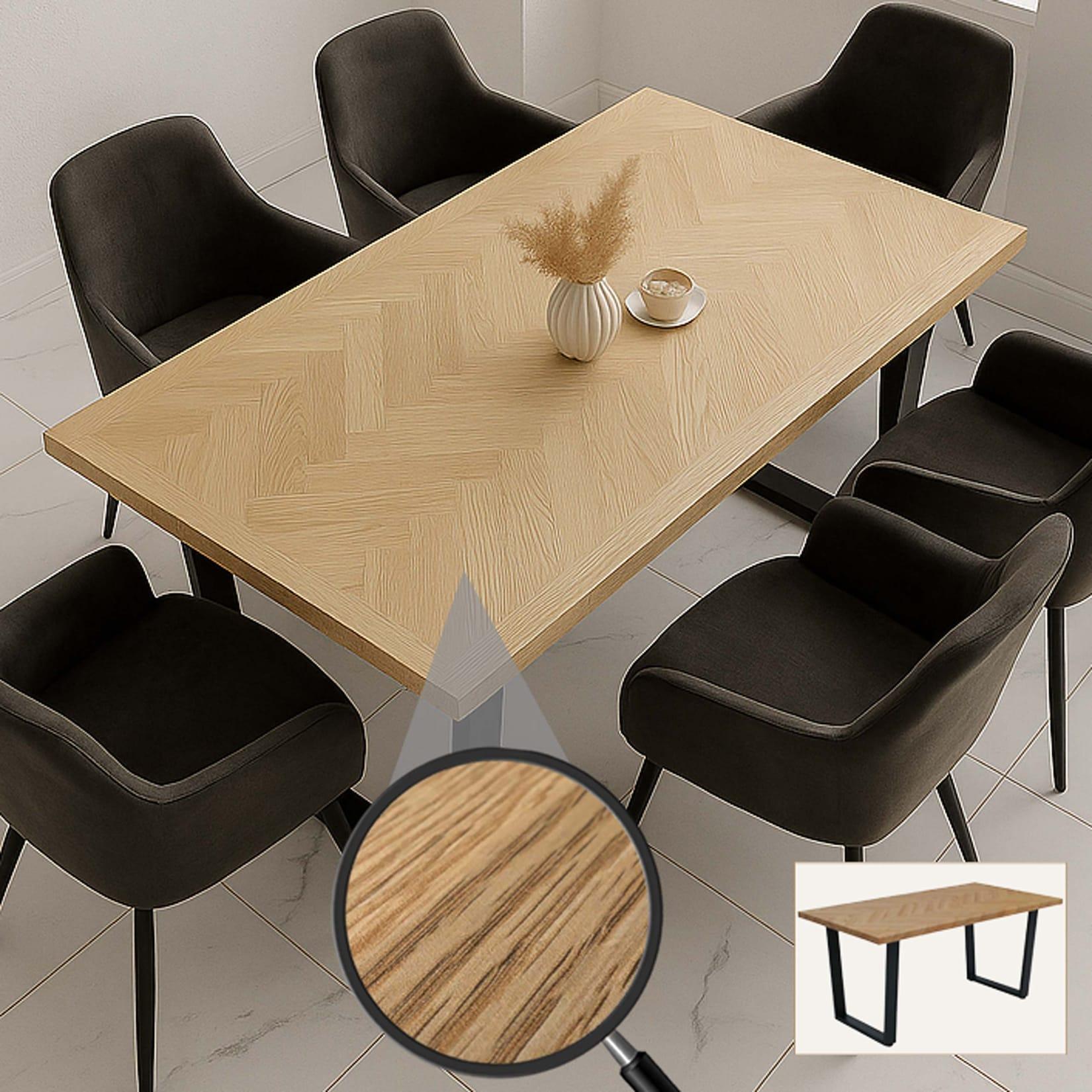 Esszimmertisch MCW-O61, Tisch Küchentisch Esstisch, Industrial MDF Metall 160x90cm ~ helle Eiche-Optik