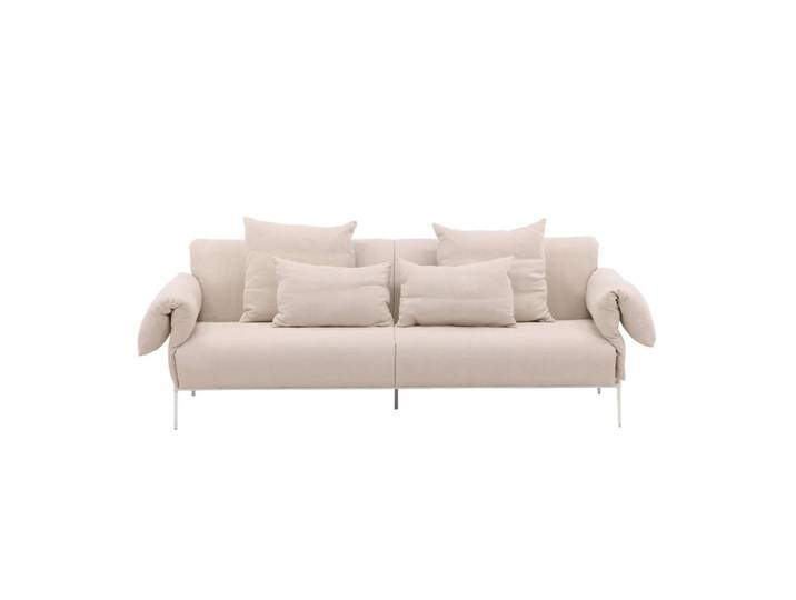Canapé 3 places en tissu et métal - Beige