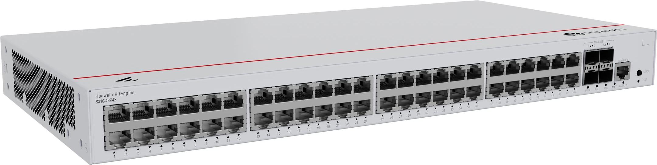 HUAWEI eKit S310 Series S310-48P4X, Managed, L2+, Gigabit Ethernet (10/100/1000), Power over Ethernet (PoE), Rack-Einbau, 1U