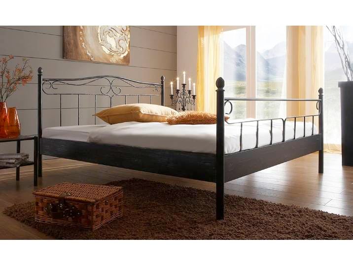 Metallbett Iris , schwarz / silber gewischt , 200x220 , mit Fußteil
