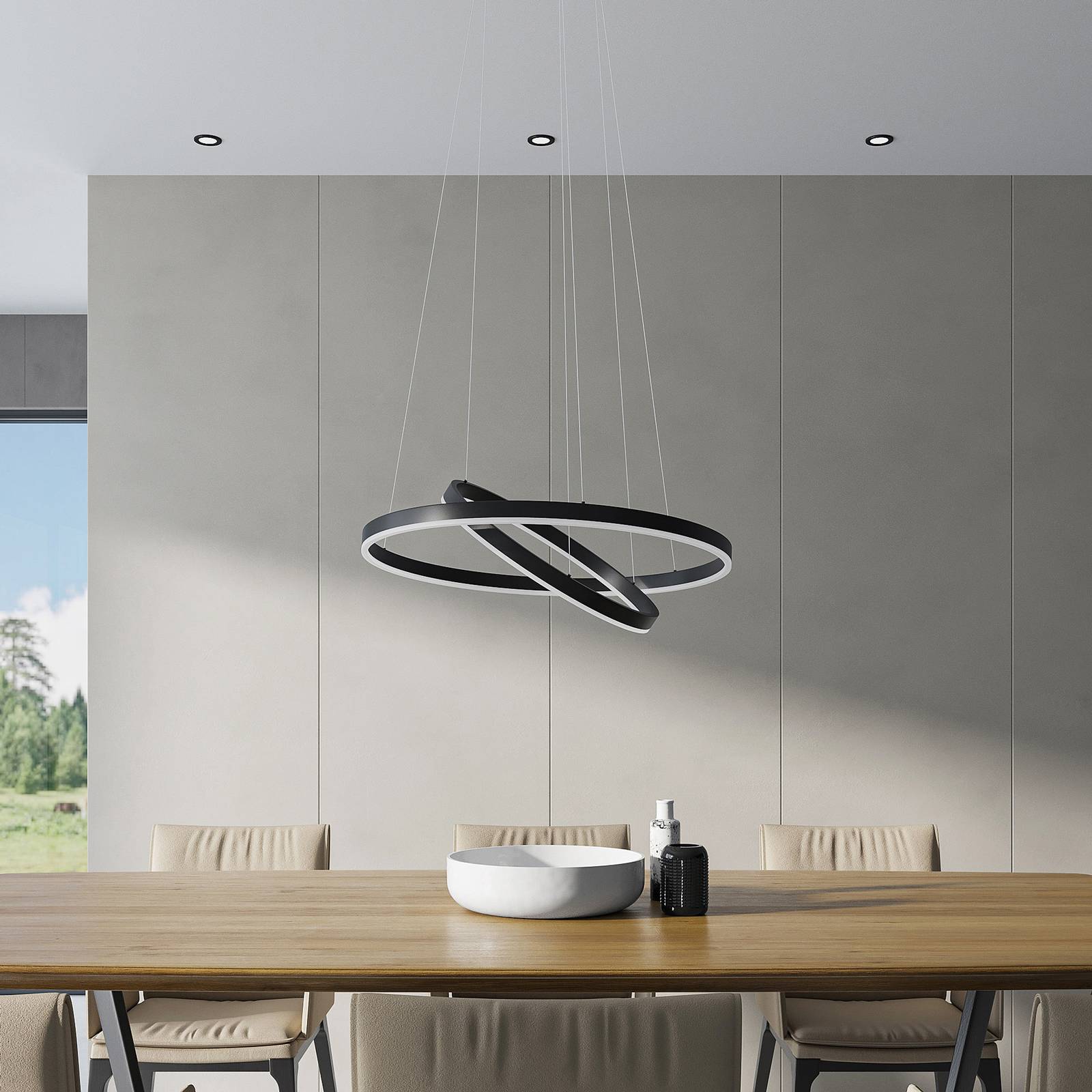 Hängelampe Albiona Arcchio, dimmbar, schwarz, für Küche, Metall, Modern