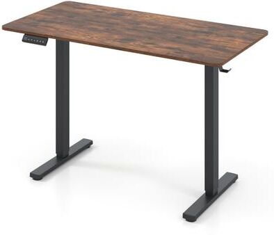 Costway 48 Inch x 24 Inch Ergonomic Electric Standing Desk with 3 Memory Settings for Home Office-Rustic Brown