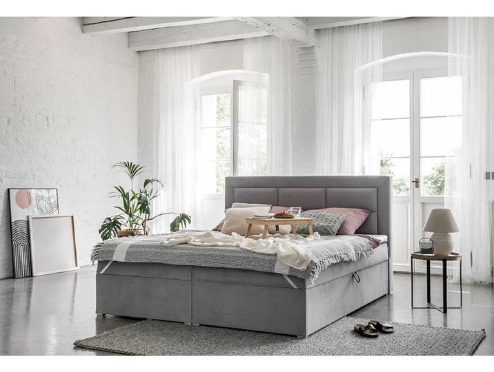 Boxspringbett ELTAP VIVRE grau 180x200cm halbfest