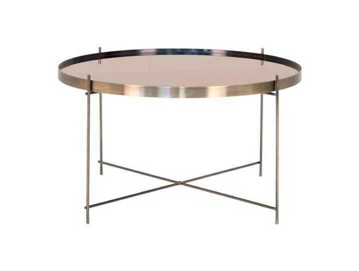 möbelando Couchtisch >Venezia< in Messing, Glas - 70x40x70cm (BxHxT)