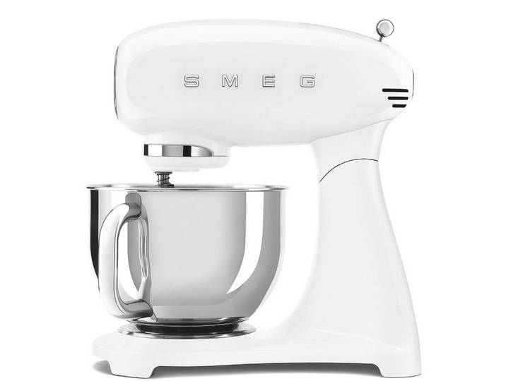 Smeg Küchenmaschine 50´S Style, Weiß, Metall, 4,8 L, 40.2x37.8x22.1 cm, rutschfeste Stellfüße, Sicherheitsabschaltung bei gekipptem Motorkopf, Sicherheitsverschluss für Rührschüssel, Überlastungsschutz, Spritzschutz, Küchengeräte, Küchenmaschinen