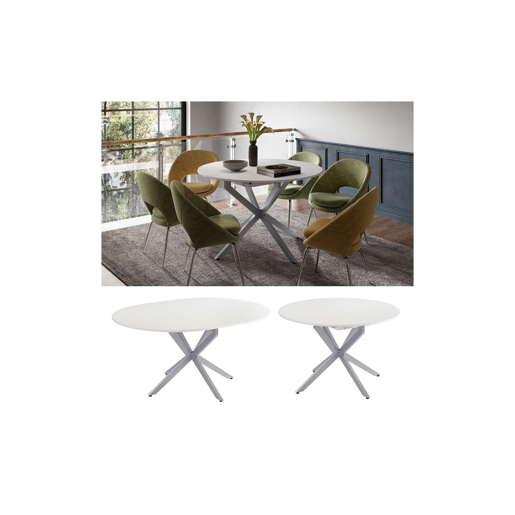Vicco Esstisch Loyd Weiß Grau 120 x 76,5 cm ausziehbar