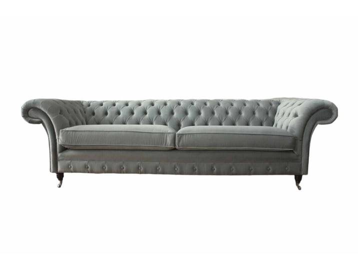 JVmoebel Chesterfield-Sofa Grau gepolstertes Sofa aus Textil für modernes Wohnzimmer, Made in Europa