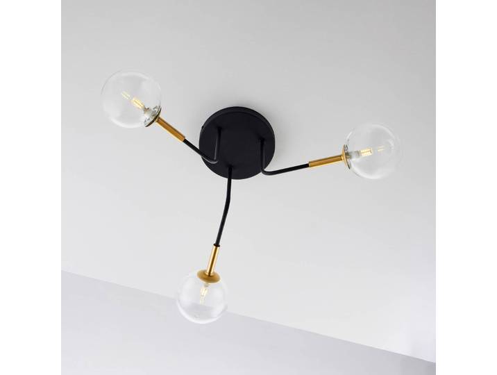Deckenleuchte Burano Jupiter, dimmbar, schwarz, für Wohn- / Esszimmer, Glas, Modern