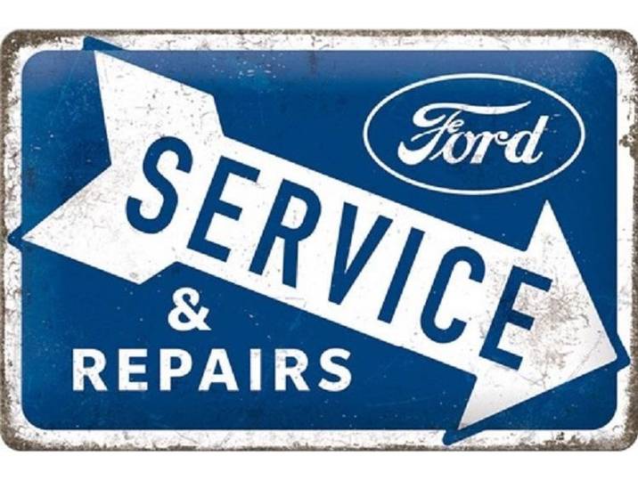 Ford - Service & Repairs​. Metalen wandbord in reliëf 20 x 30 cm.