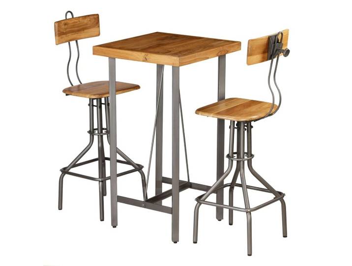 vidaXL Essgruppe Bar-Set 3-tlg. Recyceltes Massivholz, (3-tlg)