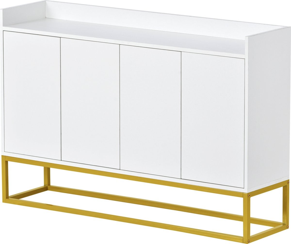 Sweiko Modern Dressoir Minimalistische Stijl, 4-deurs Buffetkast in Wit
