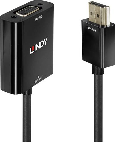 LINDY HDMI / VGA Adapterkabel HDMI-A Stecker, VGA 15pol. Buchse 0.10 m Schwarz 38291 HDMI-Kabel