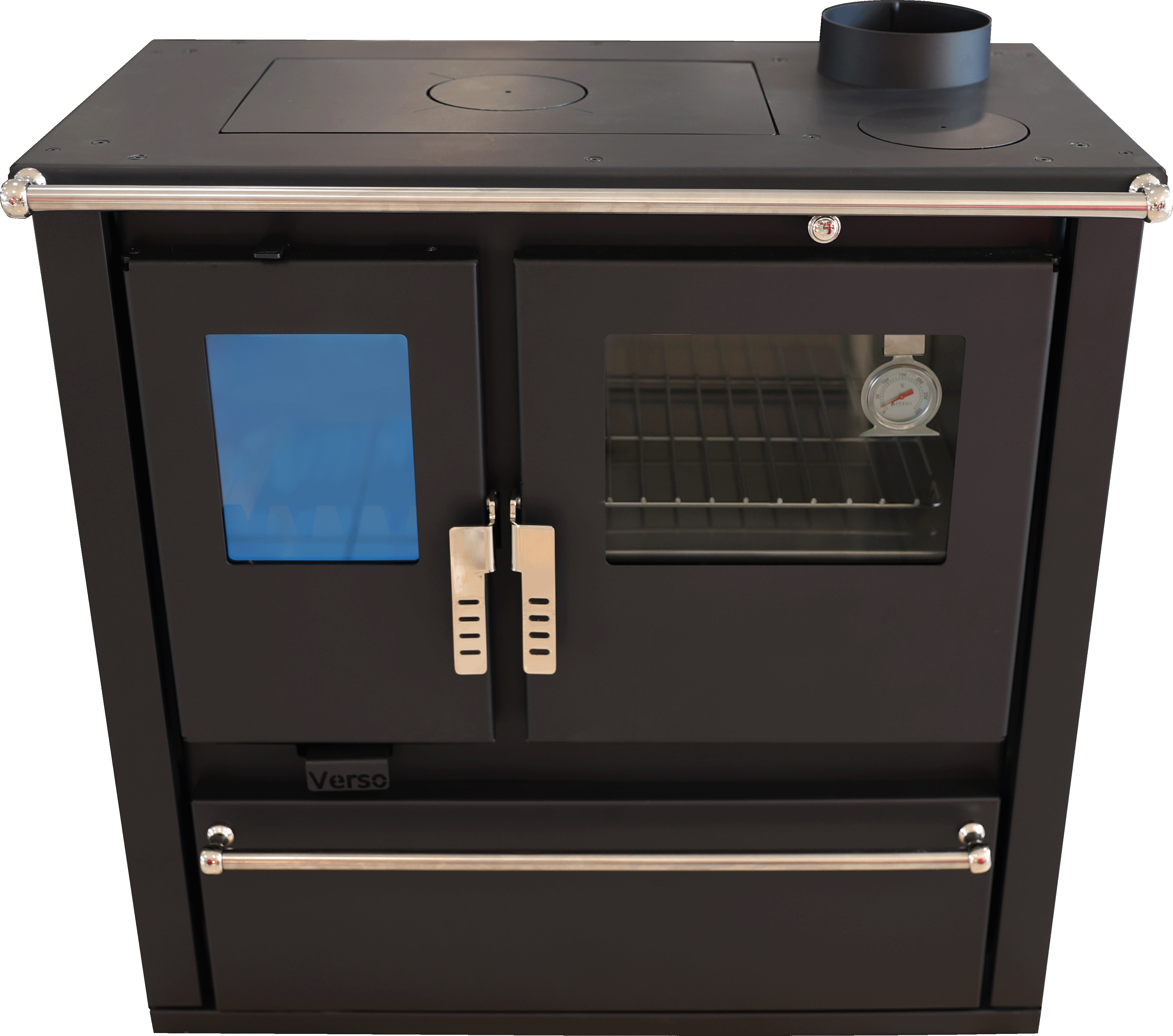 VERSO CS PLUS INOX-Schwarz Festbrennstoffherd Kaminofen 7,7 kW BImSchV - 2