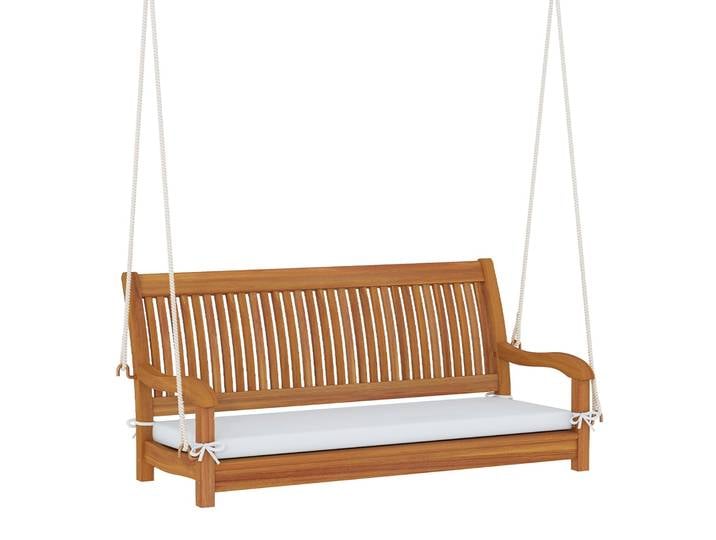 Costway Balancelle De Jardin 2 Places\, Banc Suspendu En Bois D'Acacia\, Coussin D'Assise\, Dossier Incliné À Lattes\, Accoudoirs Larges\, Charge 360 Kg\, Balançoire Extérieure Pour Porche\, Terrasse