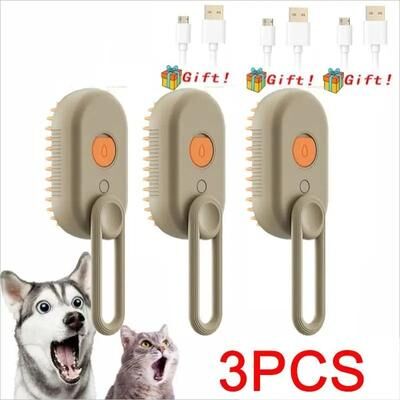 Uplift Picks 3 In 1 Steam Pet Grooming Brush For Cats And Dogs brown (3 Pcs)