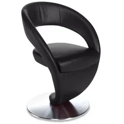 Komfort & Wohnen Drehsessel Wave Leder Schwarz