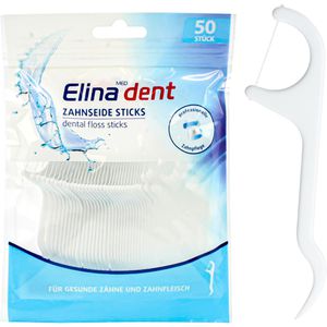 Elina-med Zahnseide dent 40015, ungewachst, mit Zahnstocher-Spitze, 50 Sticks