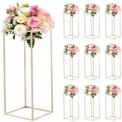 VEVOR Hochzeitsblumenständer 250x250x600 mm, 10 Stk. Blumenhocker mit verdeckter Schraube, rechteckiger Pflanzenständer für Hochzeiten, Partys, Geburtstage, Zuhause, Tischdekorationsständer, Roségold