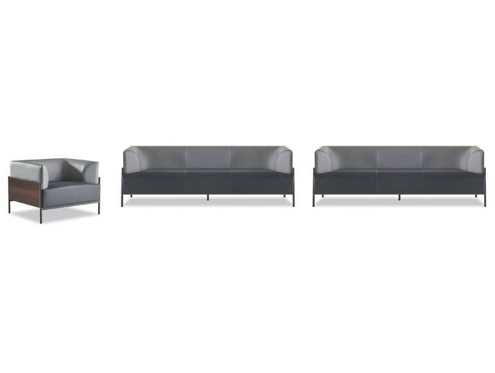 Xlmoebel Polstergarnitur Graue Wartezimmer Möbel 3tlg Garnitur mit 2x 3-Sitzer und Sessel, (Garnitur, 3-tlg., 3tlg Garnitur), Made in Europa